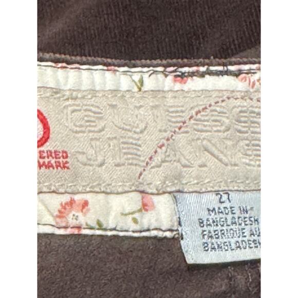 Guess Brown Corduroy Stretch Flare Low Rise Pants Jeans Y2K Style Women's 27 - Picture 8 of 14